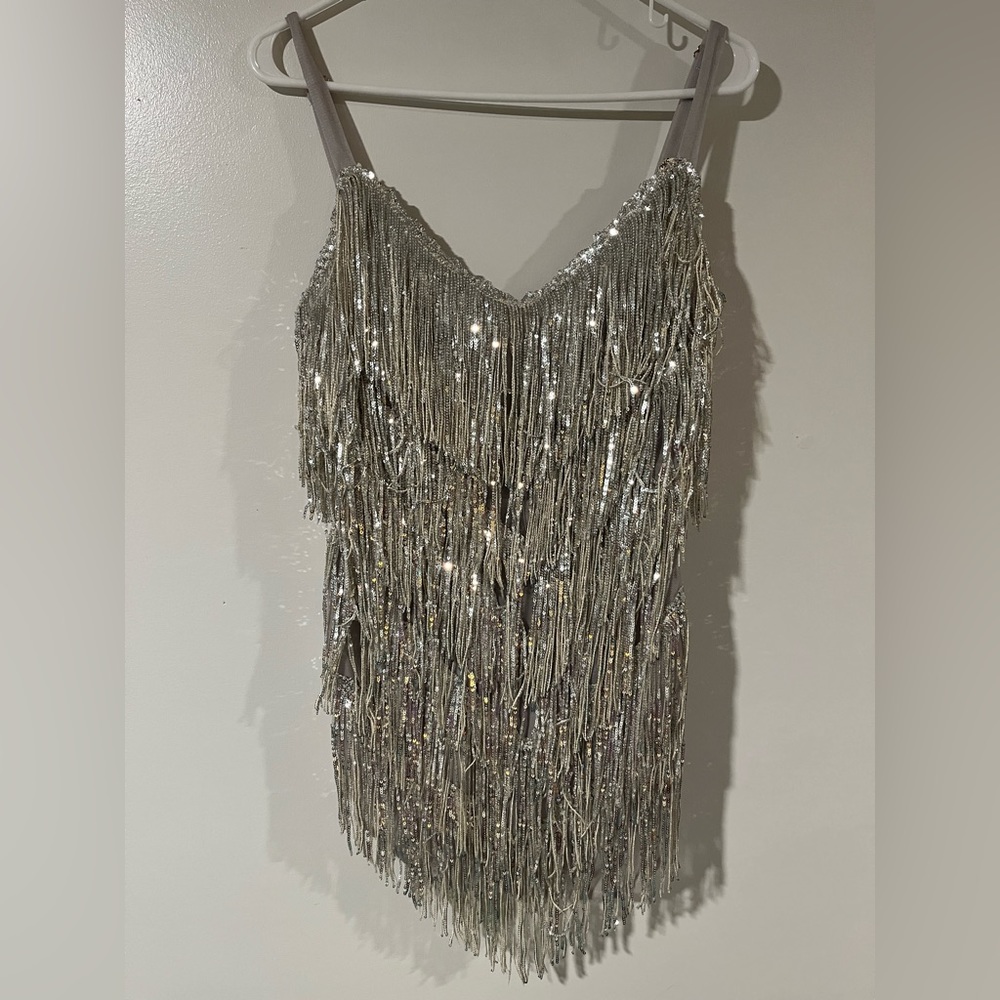 NEVER BEEN WORN! Dazzling silver sequined mini dress!